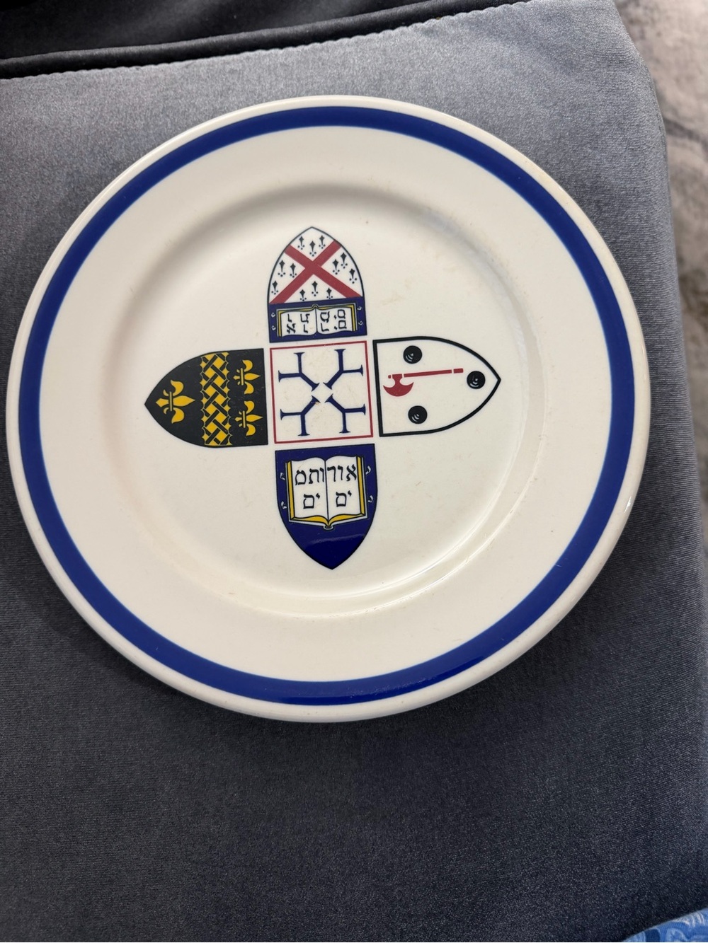 Ezra Stiles Mores College Blue Trim Ceramic Syracuse China